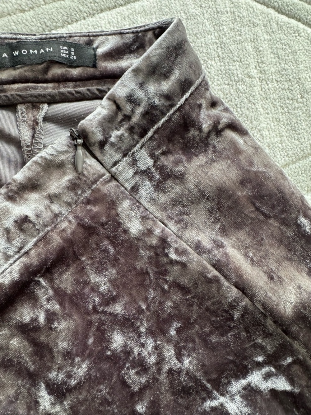 Zara Woman Crushed velvet velour palazzo pants with zipper Super cute Comfy SZ S - Picture 5 of 10